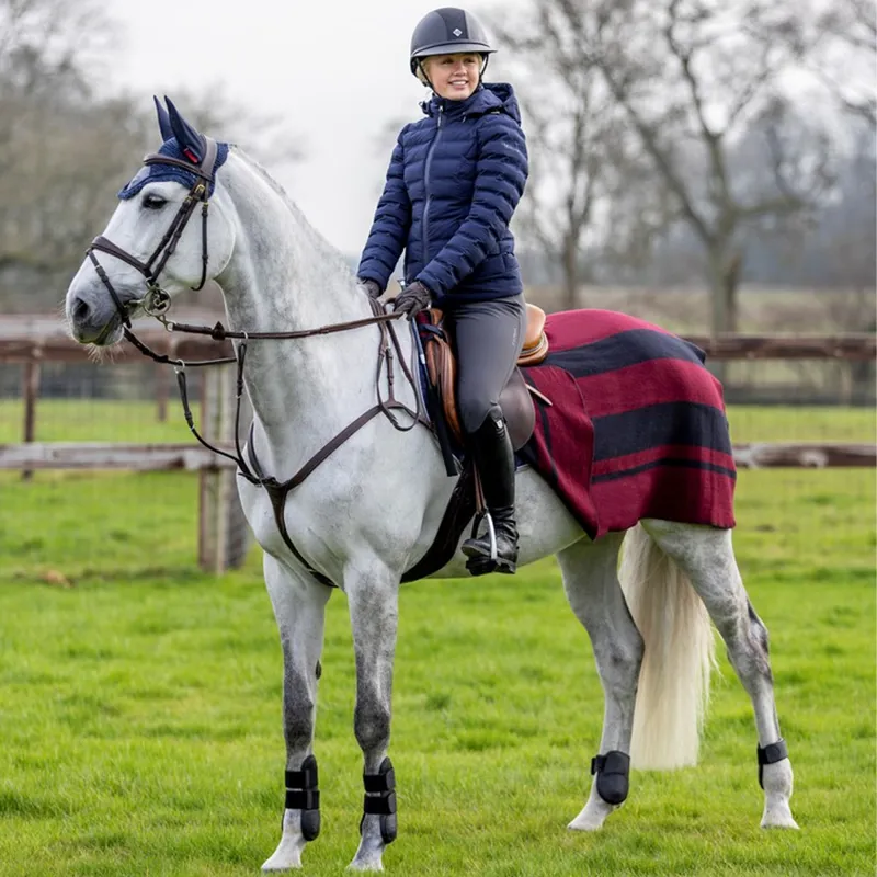 LeMieux Wool Blanket - Burgundy/Navy-1